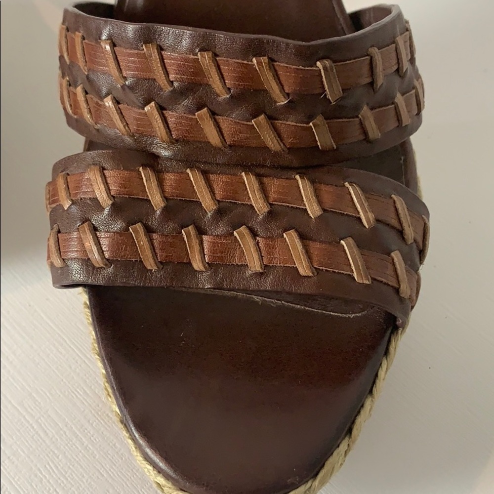 COLE HAAN Leather, Ankle Wrap Fall Heel Sandals EC - Picture 4 of 8